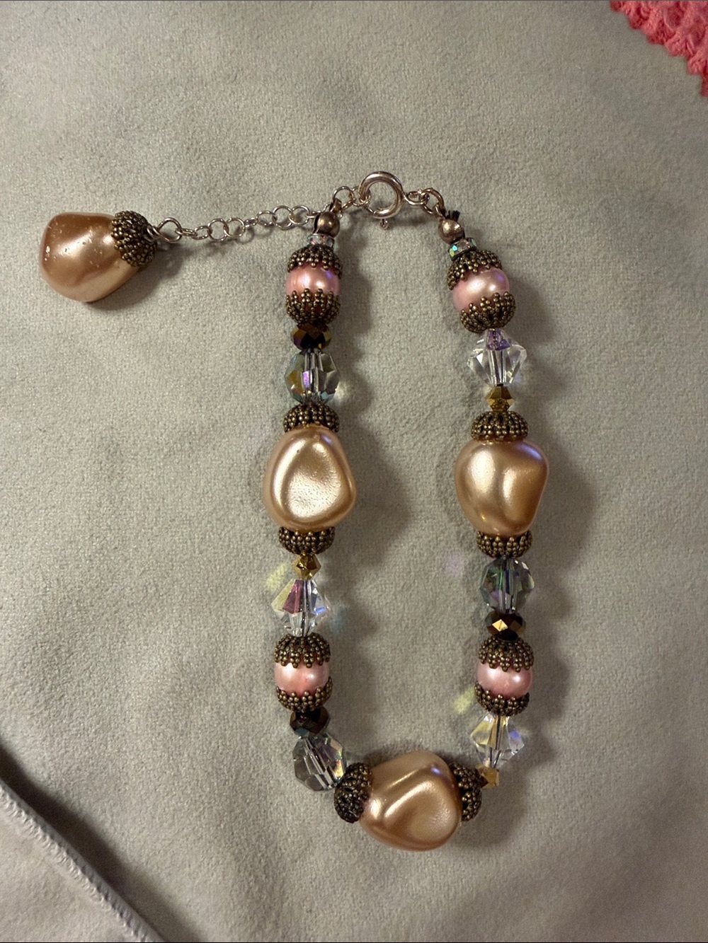 Sorrelli Cream and Blush Pearlized Bead Bracelet
